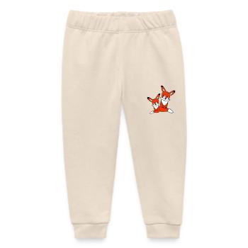 2 Foxes Mother Red Fox Little Child Father Mom - Baby Organic Sweatpants by Stanley/Stella - soft Ecru - Front