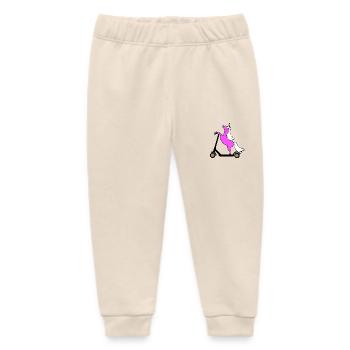 Pink Unicorn Rides E Scooter Scooter - Baby Organic Sweatpants by Stanley/Stella - soft Ecru - Front