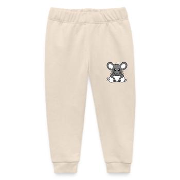 Mouse big sausage eating hunger sausage grilling - Baby Organic Sweatpants by Stanley/Stella - soft Ecru - Front