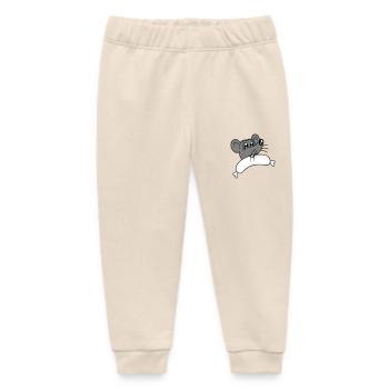 Mouse big sausage eating hunger sausage grilling - Baby Organic Sweatpants by Stanley/Stella - soft Ecru - Front
