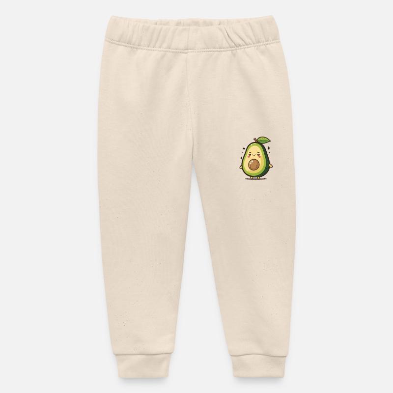 Dessin animé d’avocat kawaii - Pantalon de jogging bébé bio Stanley/Stella - écru doux