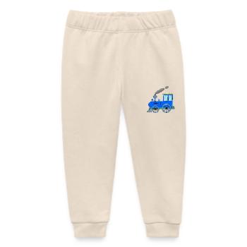 Children's train railway blue - Baby Organic Sweatpants by Stanley/Stella - soft Ecru - Front