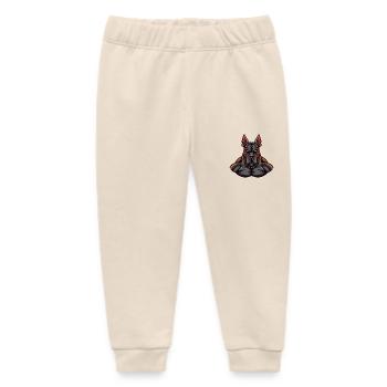 Doberman Dog - Baby Organic Sweatpants by Stanley/Stella - soft Ecru - Front