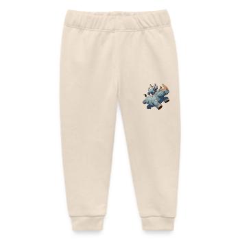 Nashorn mit herumtollendem Kind - Baby Organic Jogginghose Baby Tumbler von Stanley/Stella - Natur - Vorne