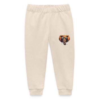 Cool elephant with sunglasses in warm - Baby Organic Sweatpants by Stanley/Stella - soft Ecru - Front