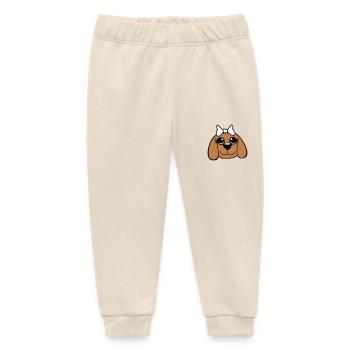 Dog Face Girl Cute Bow Female Woman - Baby Organic Sweatpants by Stanley/Stella - soft Ecru - Front