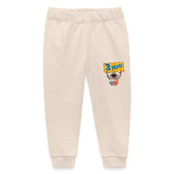 I'm Three 3 Years Third Birthday Robot - Baby Organic Sweatpants by Stanley/Stella - soft Ecru - Front