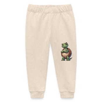 Skeptical Naughty Cartoon Turtle Funny - Baby Organic Sweatpants by Stanley/Stella - soft Ecru - Front
