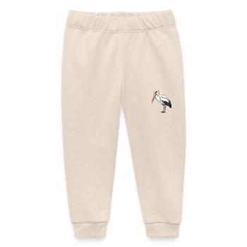 Proud White Stork In Pose - Baby Organic Sweatpants by Stanley/Stella - soft Ecru - Front