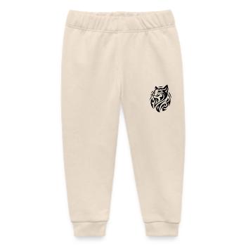 Minimalist cat tattoo with stripes - Baby Organic Sweatpants by Stanley/Stella - soft Ecru - Front