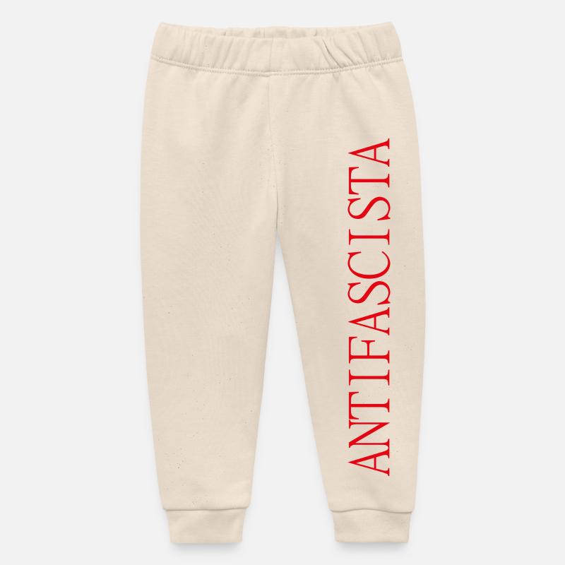 Lettrage antifasciste vertical en lettrage rouge - Pantalon de jogging bébé bio Stanley/Stella - écru doux