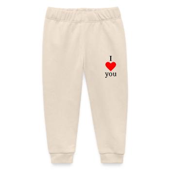red heart red hearts red heart gift - Baby Organic Sweatpants by Stanley/Stella - soft Ecru - Front