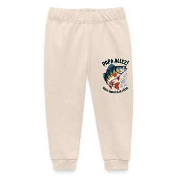 Papa allez! Nous allons à la pêche ! - Pantalon de jogging bébé bio Stanley/Stella - écru doux - Devant