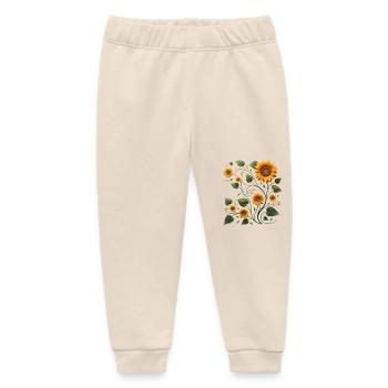 Sunflower Vine Sunflower Sunflower Bouquet - Baby Organic Sweatpants by Stanley/Stella - soft Ecru - Front
