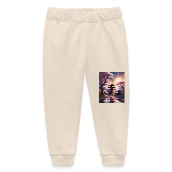 Japanese buildings during sakura - Baby Organic Sweatpants by Stanley/Stella - soft Ecru - Front
