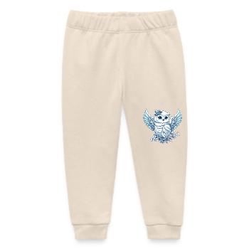 Cute snowy owl with blue eyes and angel - Baby Organic Sweatpants by Stanley/Stella - soft Ecru - Front