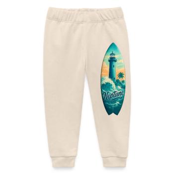 Neptune Lighthouse Surfboard - Baby Organic Sweatpants by Stanley/Stella - soft Ecru - Front