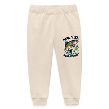 Papa allez! Nous pêchons ! Truite sautante - Pantalon de jogging bébé bio Stanley/Stella - écru doux - Devant