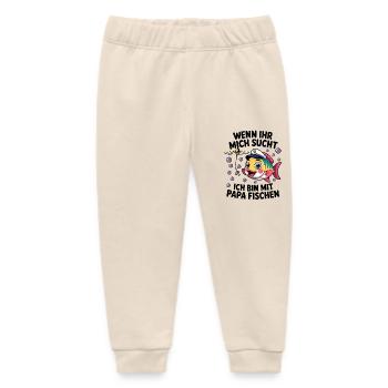 Fischen Angeln mit Papa und lustiger Spruch - Baby Organic Jogginghose Baby Tumbler von Stanley/Stella - Natur - Vorne