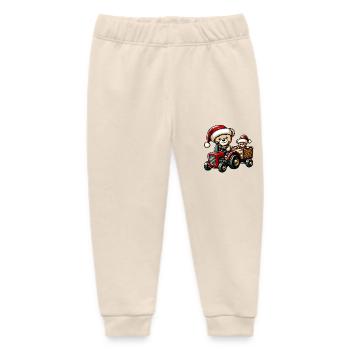 Teddy as Santa Claus with tractor - Baby Organic Sweatpants by Stanley/Stella - soft Ecru - Front