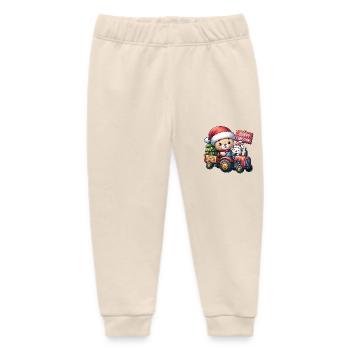 Weihnachts Teddy und süßer Hase im Traktor - Baby Organic Jogginghose Baby Tumbler von Stanley/Stella - Natur - Vorne
