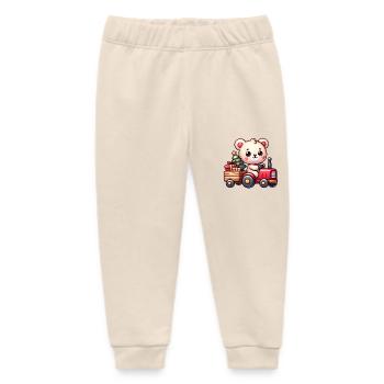 Teddy as Santa Claus with tractor - Baby Organic Sweatpants by Stanley/Stella - soft Ecru - Front