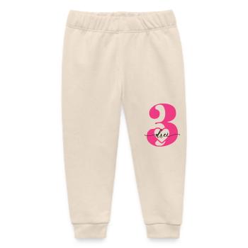 Ziffer Drei 3 mit Herz - Baby Organic Jogginghose Baby Tumbler von Stanley/Stella - Natur - Vorne
