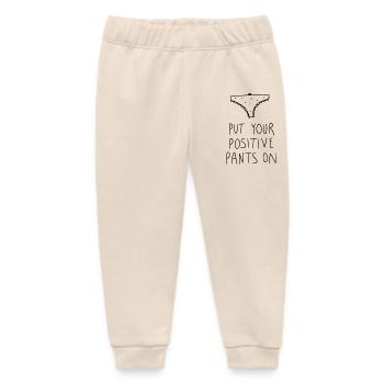 Put Your Positive Pants On – Funny Saying - Baby Organic Sweatpants by Stanley/Stella - soft Ecru - Front