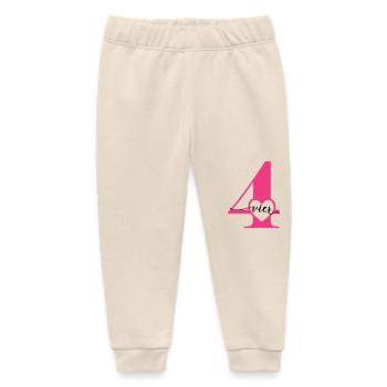 Ziffer Vier 4 mit Herz - Baby Organic Jogginghose Baby Tumbler von Stanley/Stella - Natur - Vorne