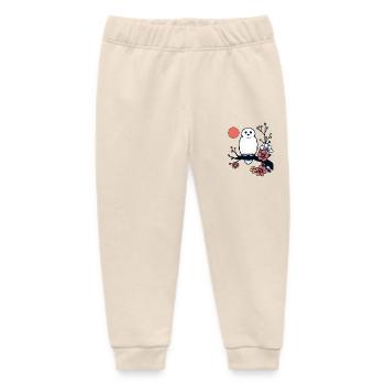 Snowy owl in spring moon night - Baby Organic Sweatpants by Stanley/Stella - soft Ecru - Front