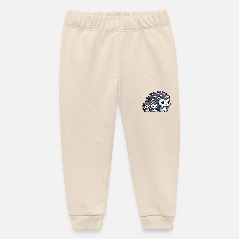 Mignon hérisson famille - Pantalon de jogging bébé bio Stanley/Stella - écru doux