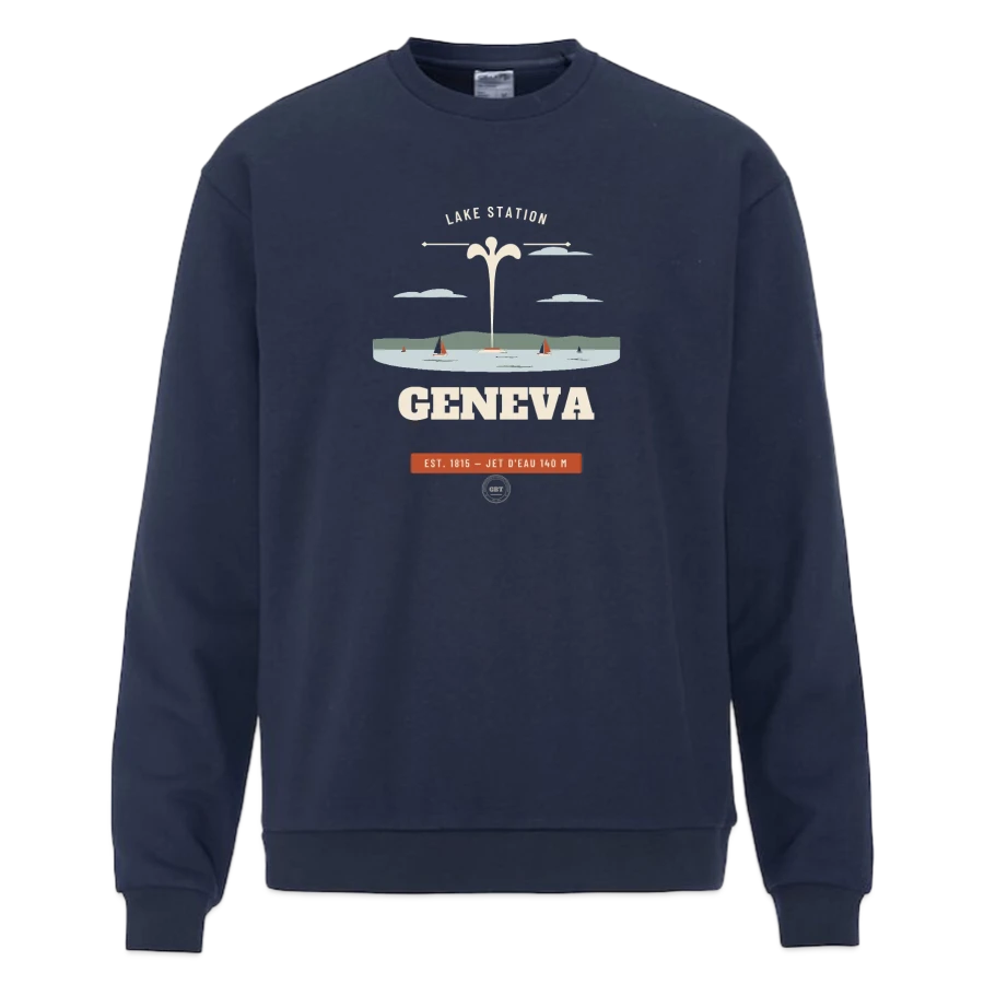 Geneva badge on a craft community 2.0 sweatshirt , dark navy
