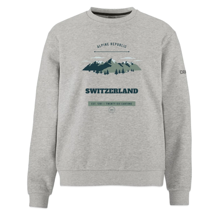 Switzerland badge on a craft community 2.0 women's sweatshirt , heather grey