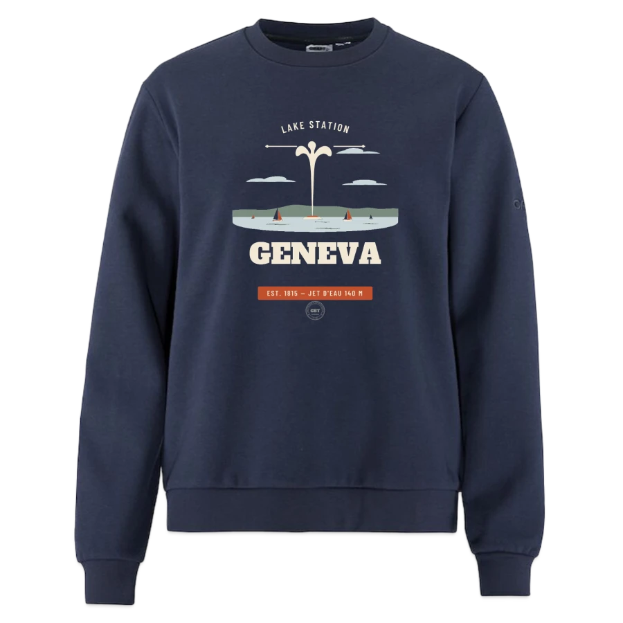 Geneva badge on a craft community 2.0 women's sweatshirt , dark navy