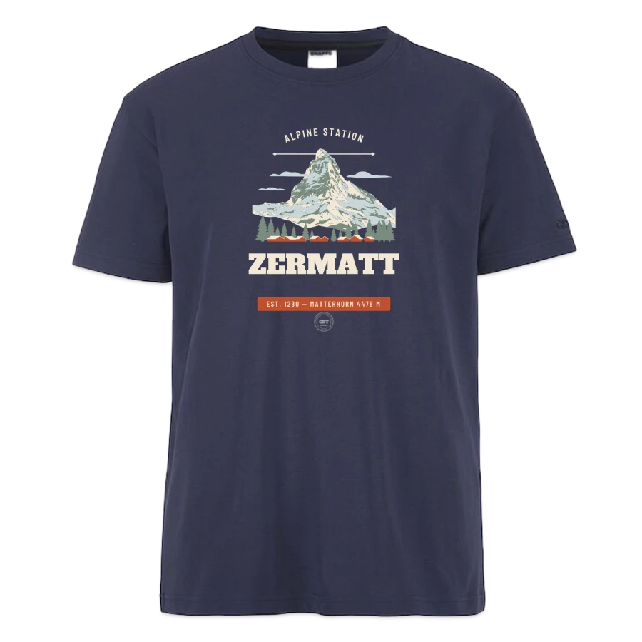 Zermatt badge on a craft community 2.0 t-shirt, dark navy