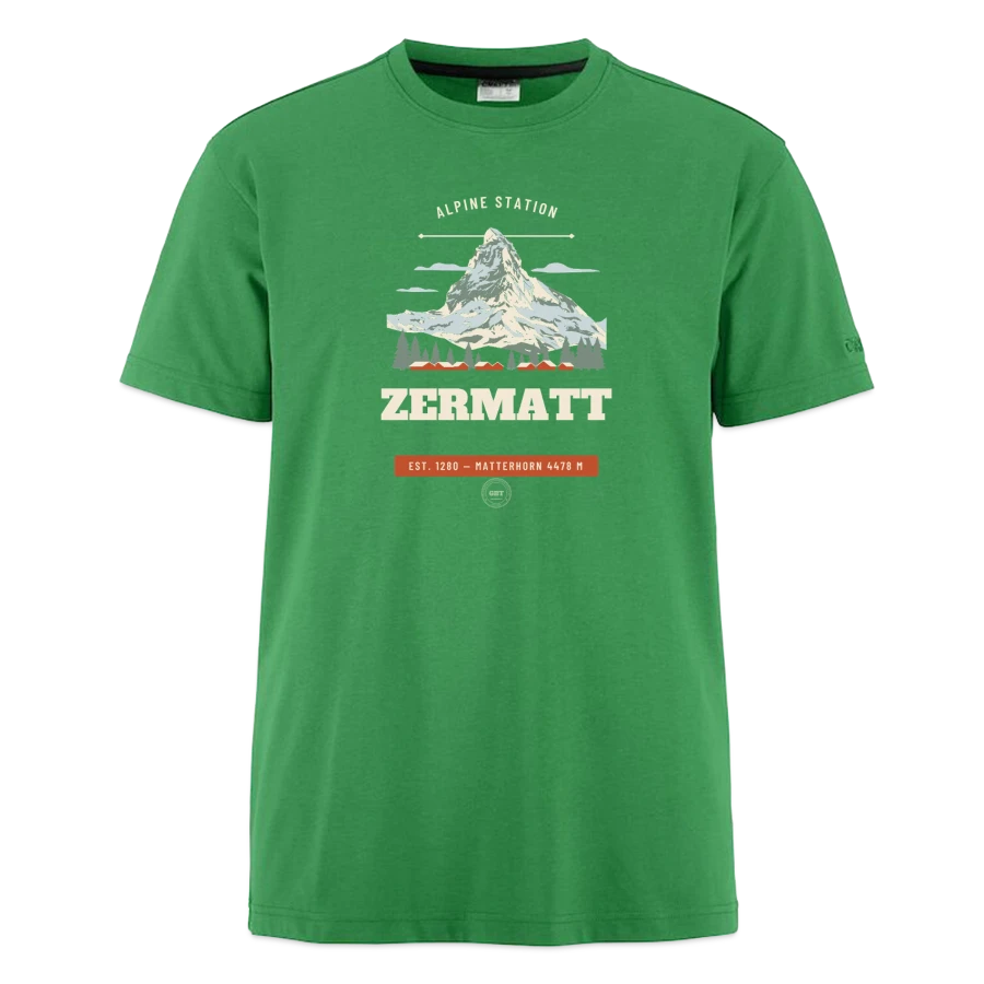 Zermatt badge on a craft community 2.0 t-shirt, emerald