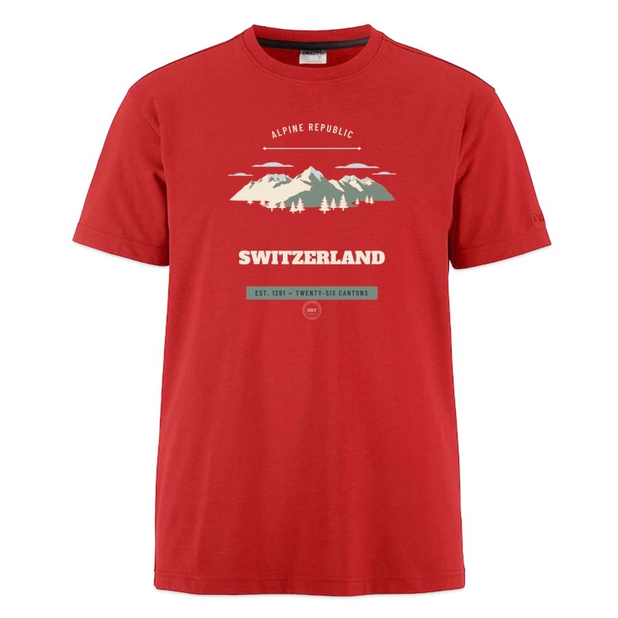Switzerland badge on a craft community 2.0 t-shirt, red