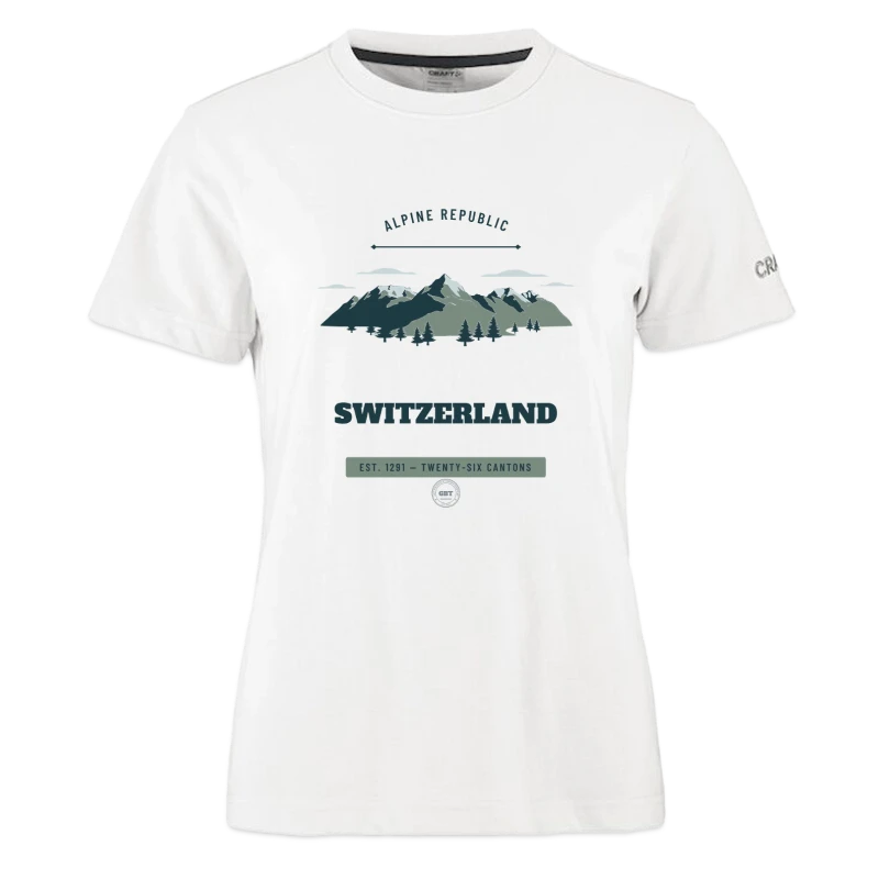 Switzerland-mærke på en craft community 2.0 women's t-shirt