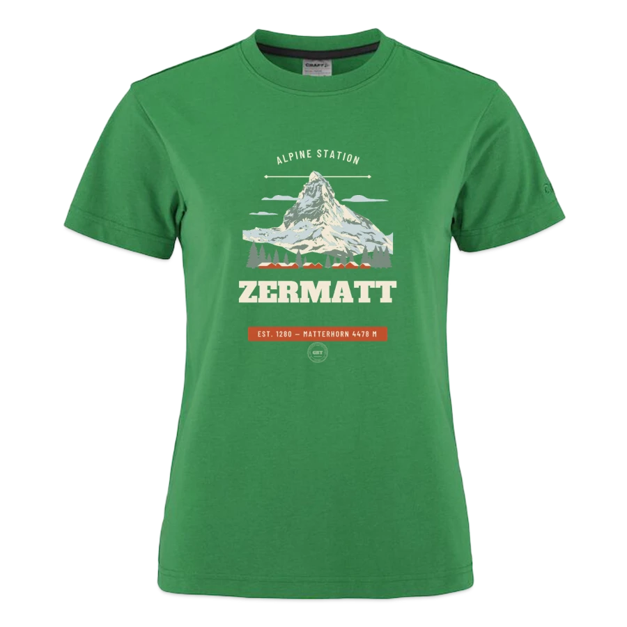 Zermatt badge on a craft community 2.0 women's t-shirt, emerald