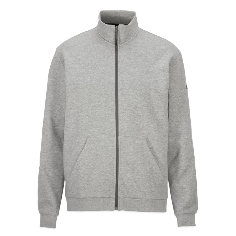 Geneva badge on a craft community 2.0 sweat jacket, heather grey