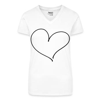 Cœur / Amour - T-shirt bio col V Femme - blanc - Devant