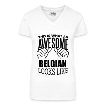 België, België, België - Bio vrouwen T-shirt met V-hals - wit - Voor