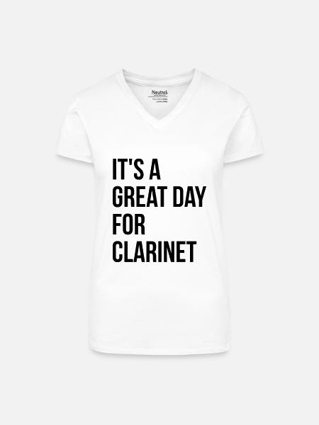 Klarinette Klarinette Klarinette - Bio Frauen T-Shirt mit V-Ausschnitt - Weiß