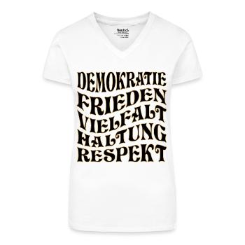 DEMOKRATIE RESPEKT WÄHLEN - Bio Frauen T-Shirt mit V-Ausschnitt - Weiß - Vorne