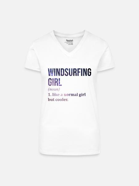 Windsurfen Windsurfen Windsurfen - Bio Frauen T-Shirt mit V-Ausschnitt - Weiß