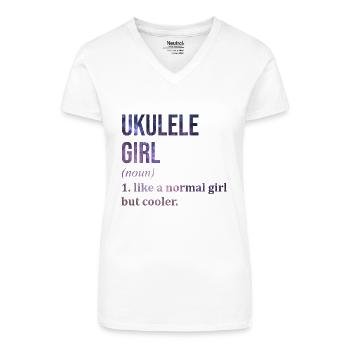 Ukulele Ukulele Ukulele - Bio Frauen T-Shirt mit V-Ausschnitt - Weiß - Vorne