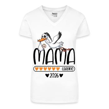 Mama 2026 loading - Bio Frauen T-Shirt mit V-Ausschnitt - Weiß - Vorne