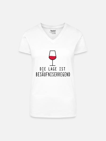 Lage besäufniserregend - Bio Frauen T-Shirt mit V-Ausschnitt - Weiß