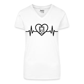Heart Retrogaming – Retro Portable Console - Organic Women's V-Neck T-Shirt - white - Front