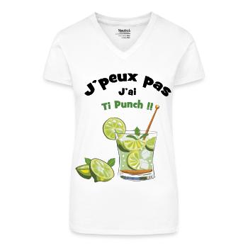 J'peux pas j'ai ti punch - T-shirt bio col V Femme - blanc - Devant